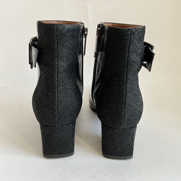 Aquatalia Boots Women Size 6.5M Black Point-toe Patent Leather Ankle Bootie - Picture 7 of 11